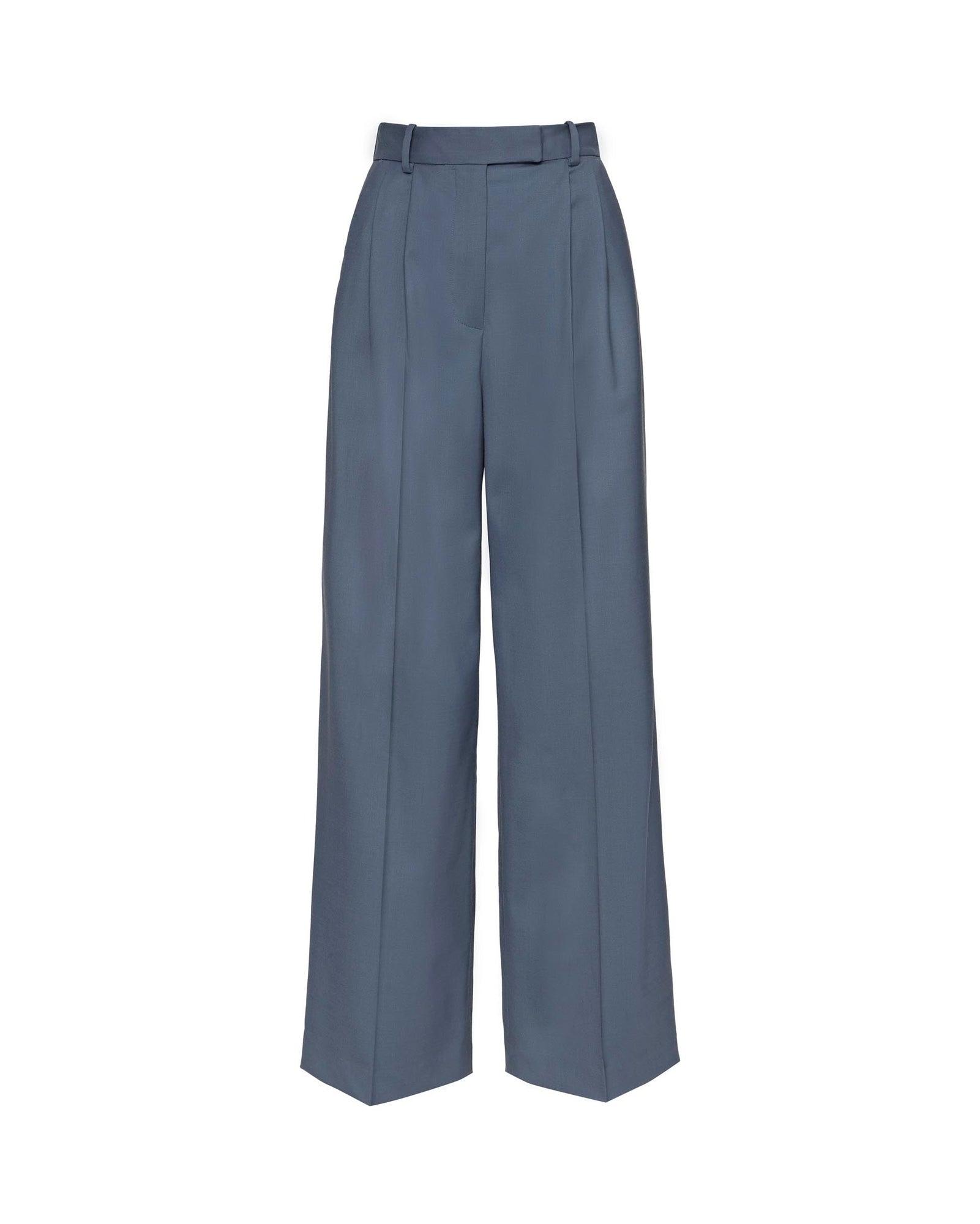 Pleated Trouser in Seasonless Wool | Pigeon Blue