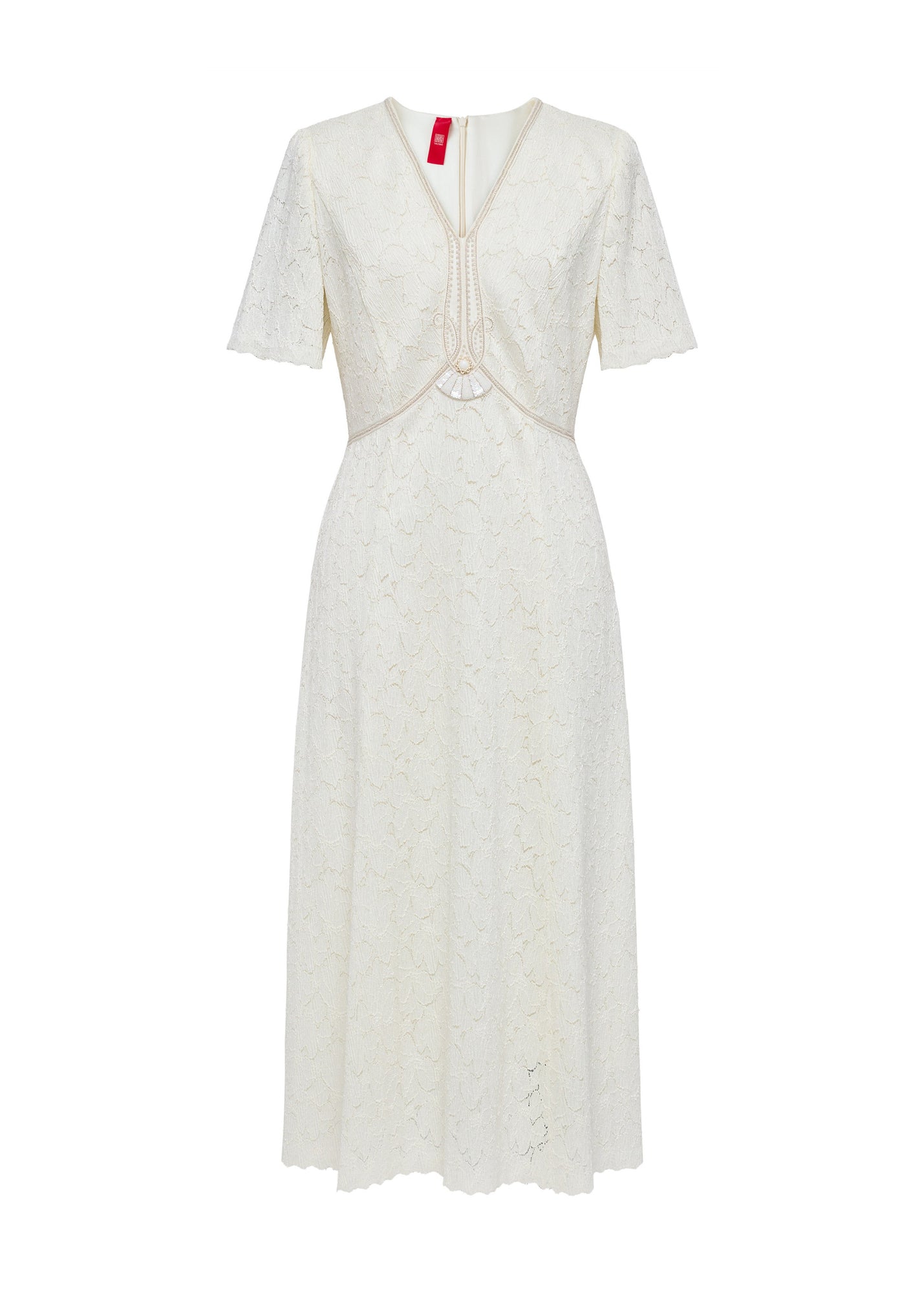 Pleated Lace Dress | Beige