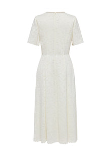 Pleated Lace Dress | Beige