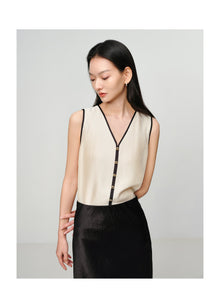 Pleated Vest | Beige