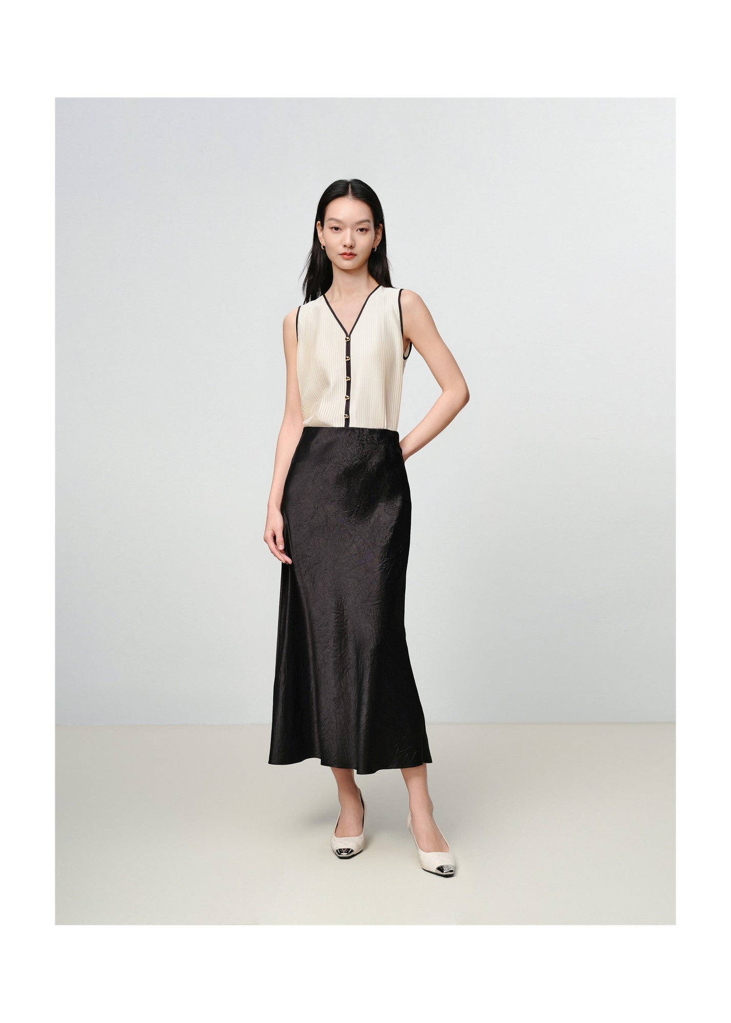 Pleated Vest | Beige
