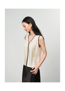 Pleated Vest | Beige
