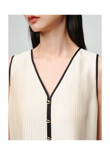 Pleated Vest | Beige