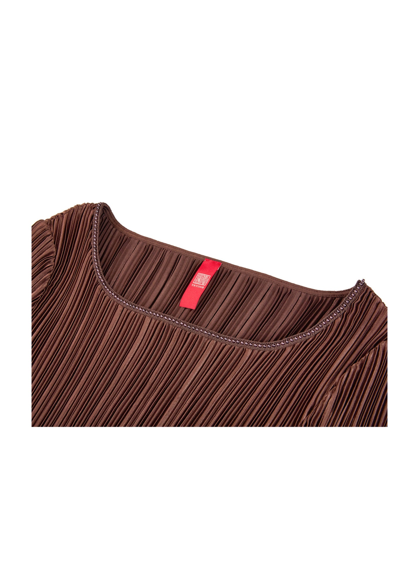 Pleated Waist-Cinched Dress | Brown