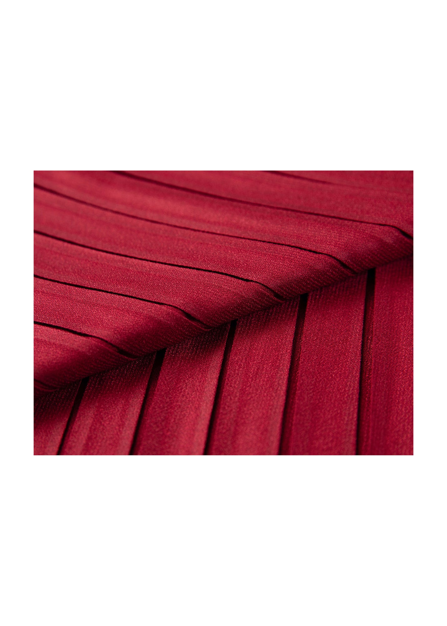 Pleated Waist-Cinched Dress | Red