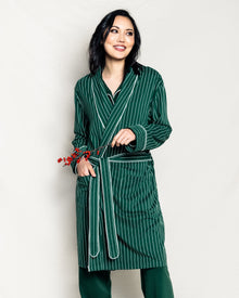 Women's Pima Robe | Green Stripe