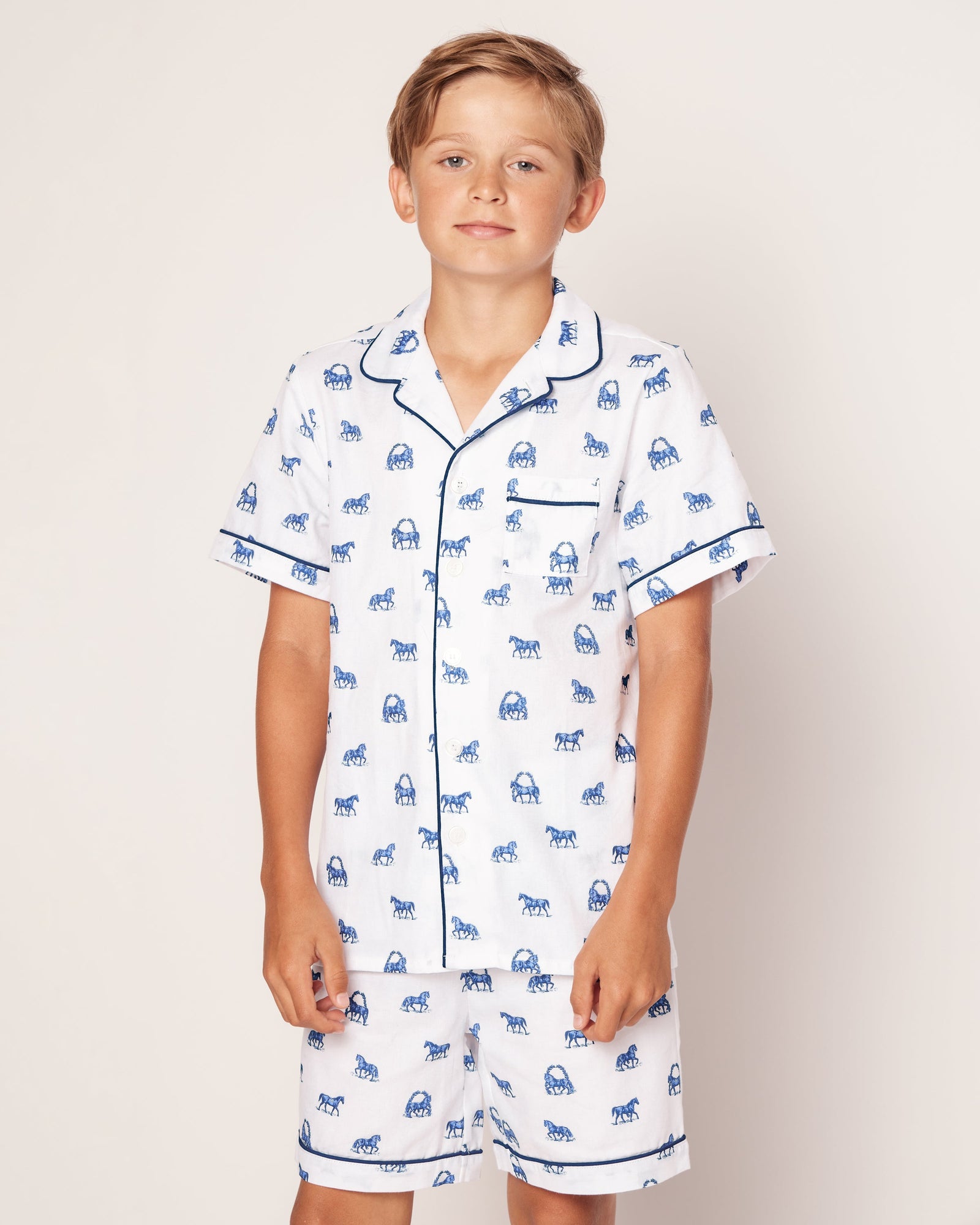 Kid's Twill Pajama Short Set | The Equestrian