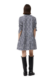 Printed Cotton Poplin Mini Shirt Dress | Egret
