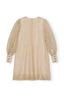 Printed Organza A shaped Mini Dress | Oyster Gray