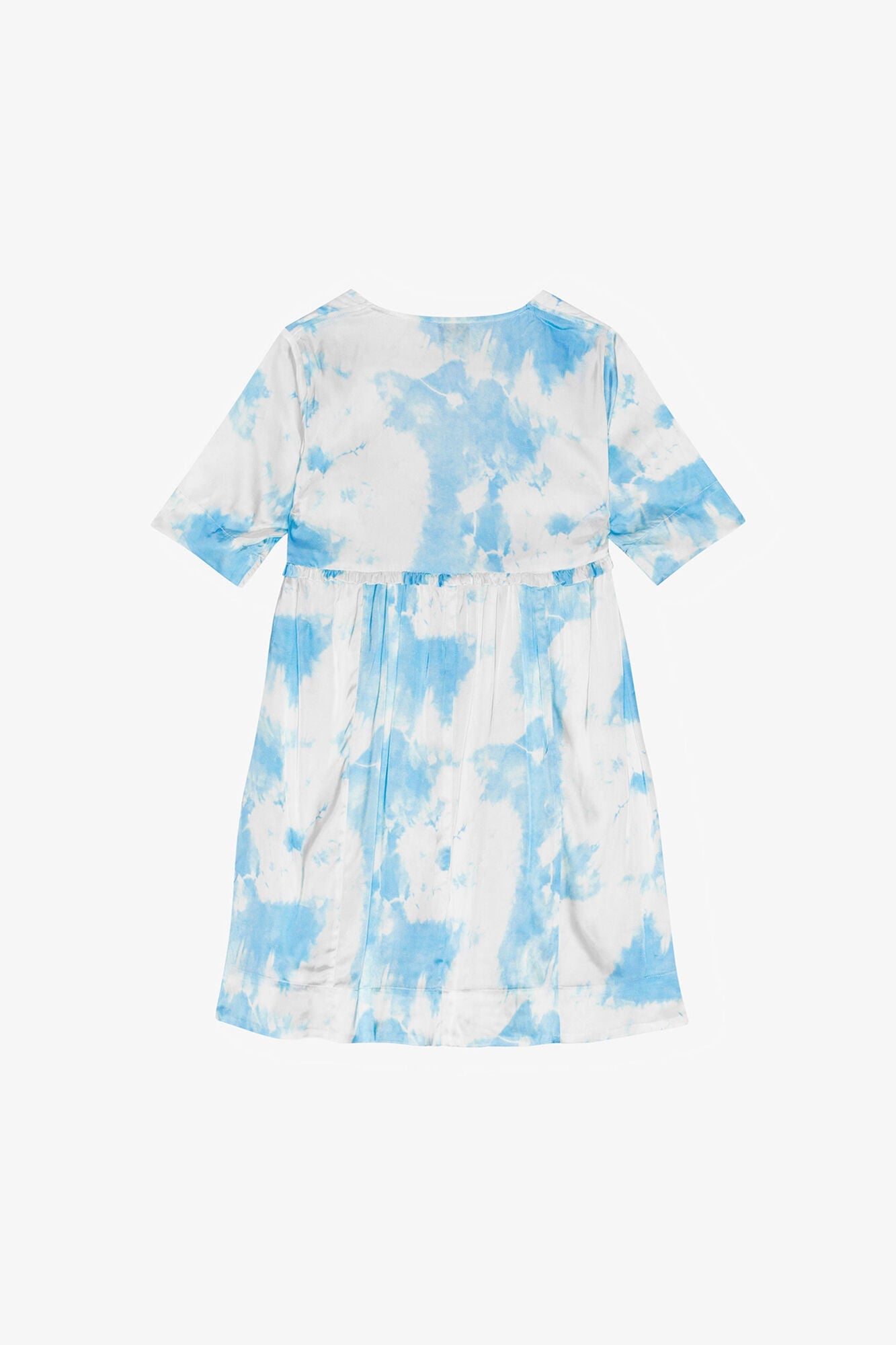 Printed Satin Short Sleeve Mini Dress | Powder Blue
