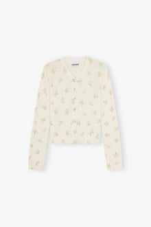 Printed Wool Mix Cardigan | Antique White
