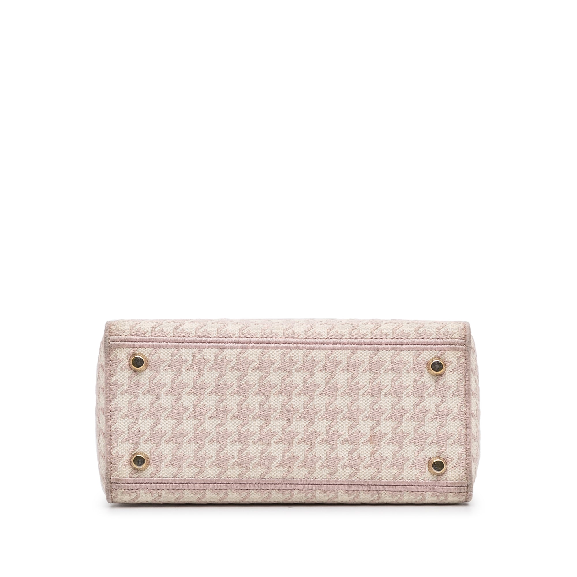 Dior | Pre-Owned Medium Embroidered Canvas Houndstooth Lady D Lite | Pink/Light Pink