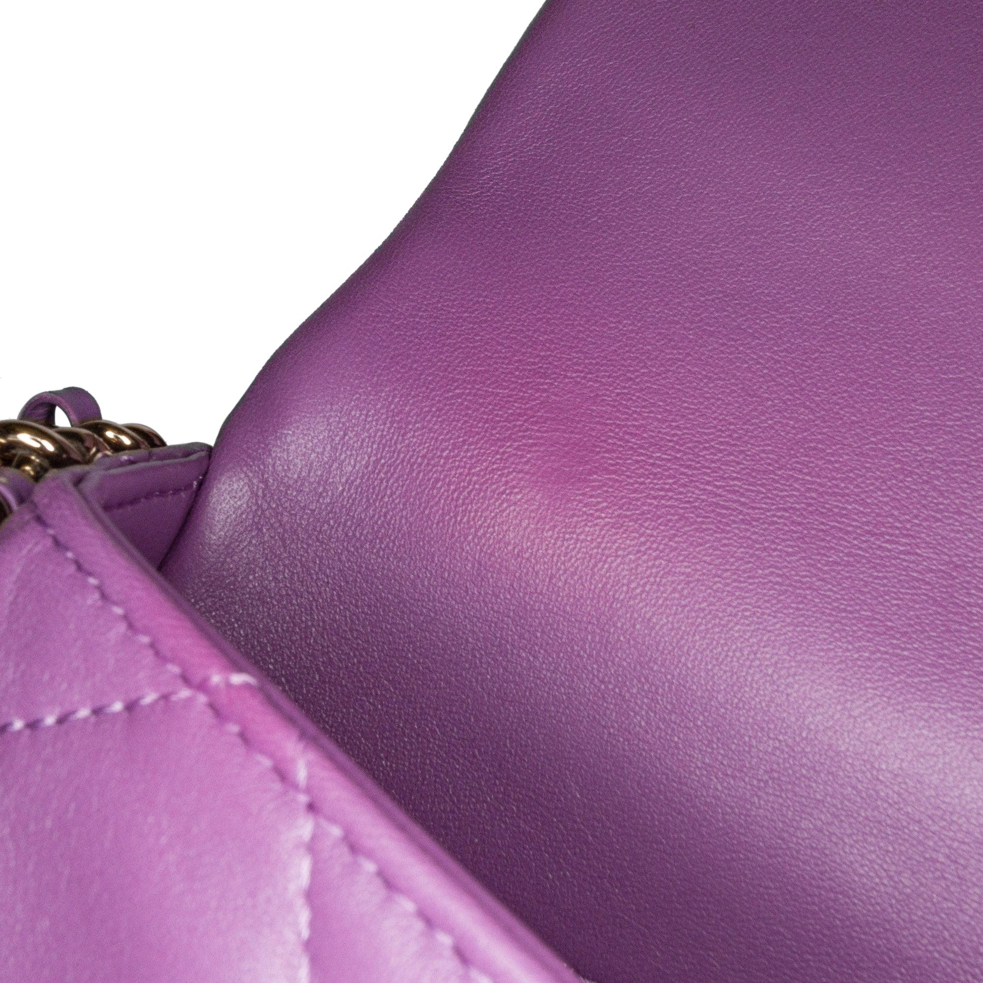 Chanel | Pre-Owned Mini Lambskin Triple Chain Full Flap | Purple