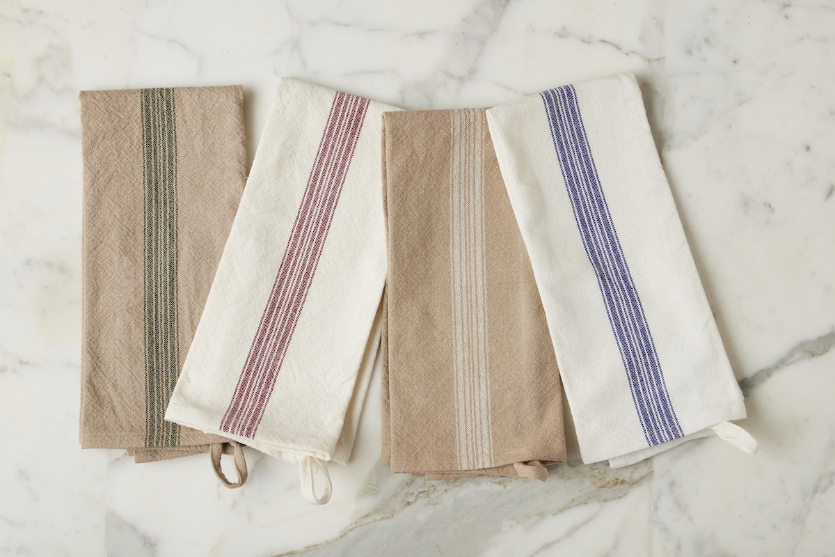 Kitchen Tea Towel | Vintage Navy Blue Stripe | Set of 2