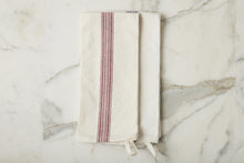 Kitchen Tea Towel | Vintage Merlot Red Stripe | Set of 2