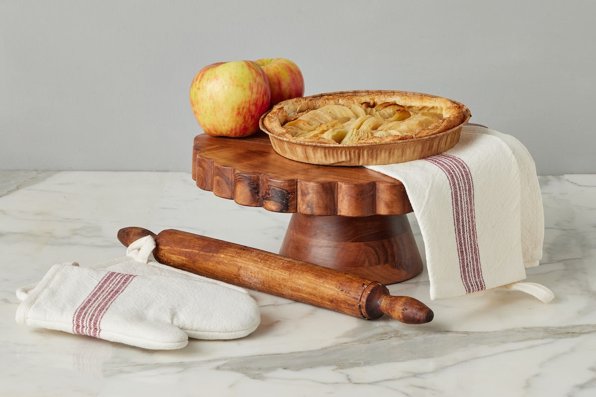 Kitchen Tea Towel | Vintage Merlot Red Stripe | Set of 2