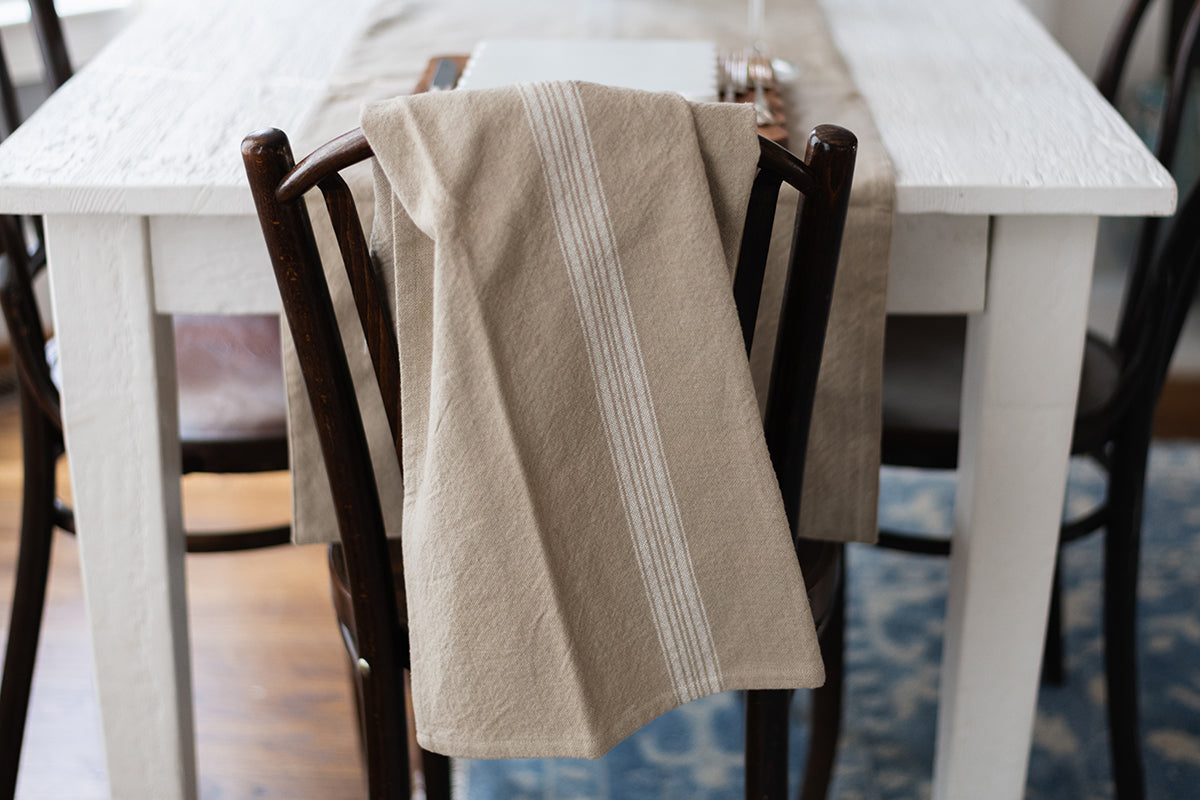 Kitchen Tea Towel | Vintage White Stripe | Set of 2