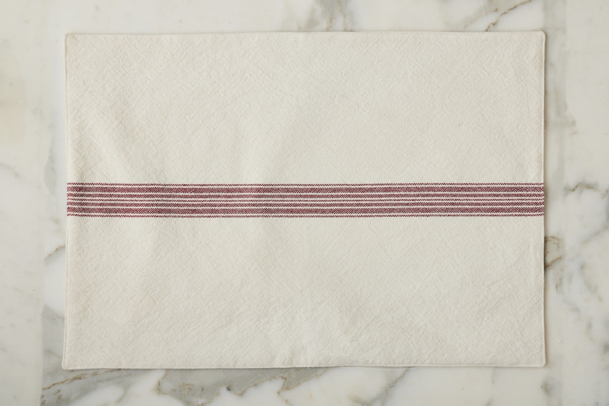 Rectangle Placemats | Vintage Merlot Red Stripe | Set of 4