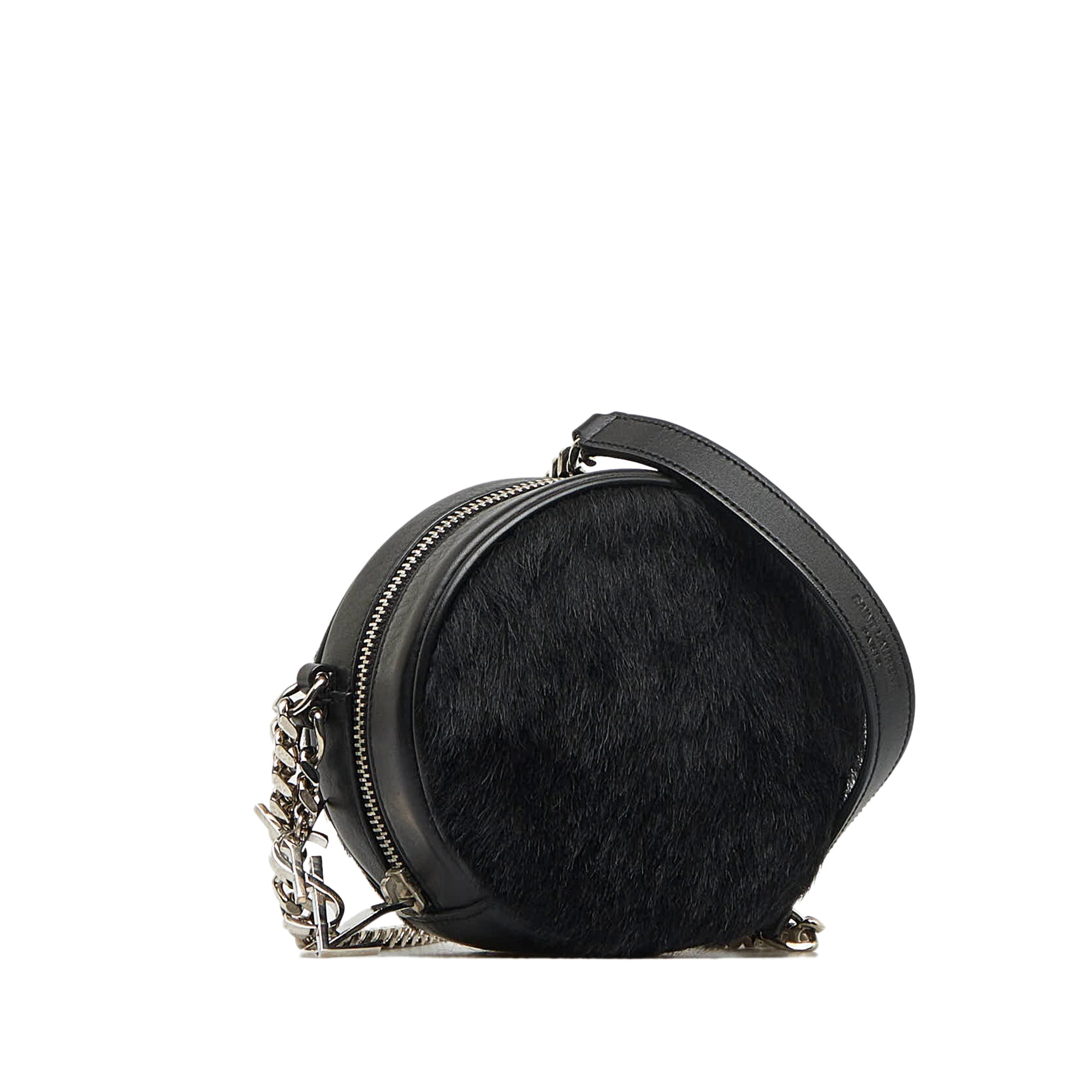 Saint Laurent Pre-Owned Pony Hair Round Crossbody | Women | Black