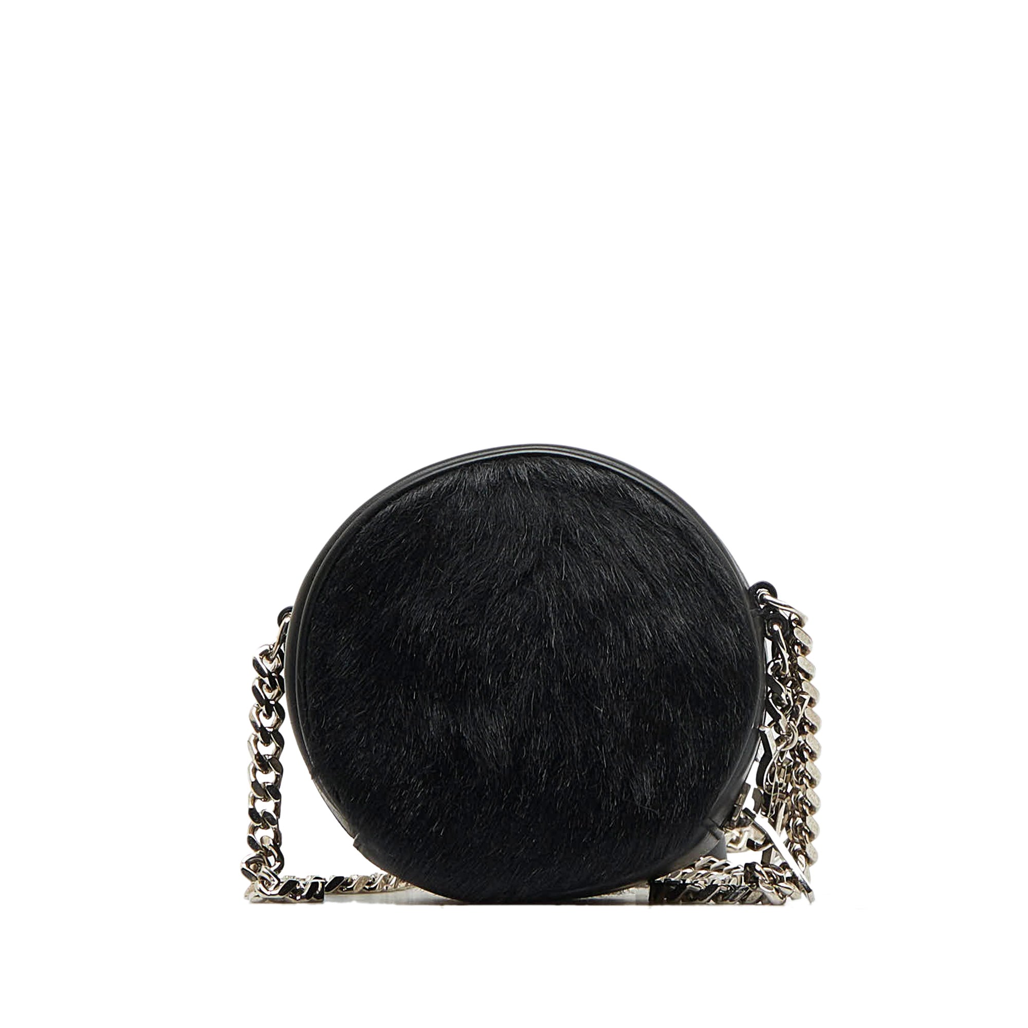 Saint Laurent Pre-Owned Pony Hair Round Crossbody | Women | Black