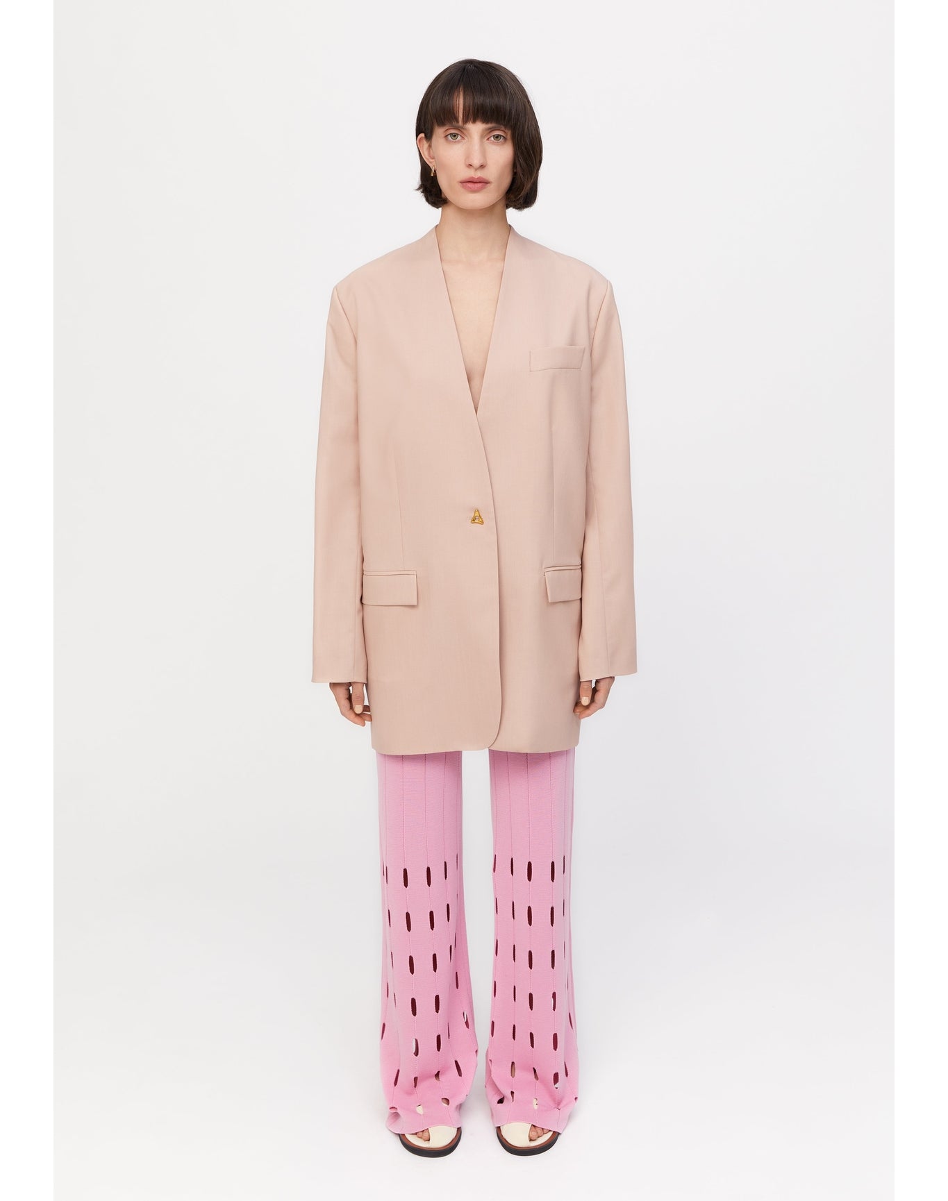 Quartz | Cut-Out Knit Pants | Electric Rose