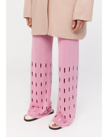 Quartz | Cut-Out Knit Pants | Electric Rose