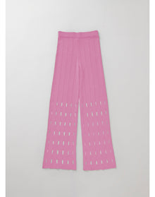 Quartz | Cut-Out Knit Pants | Electric Rose