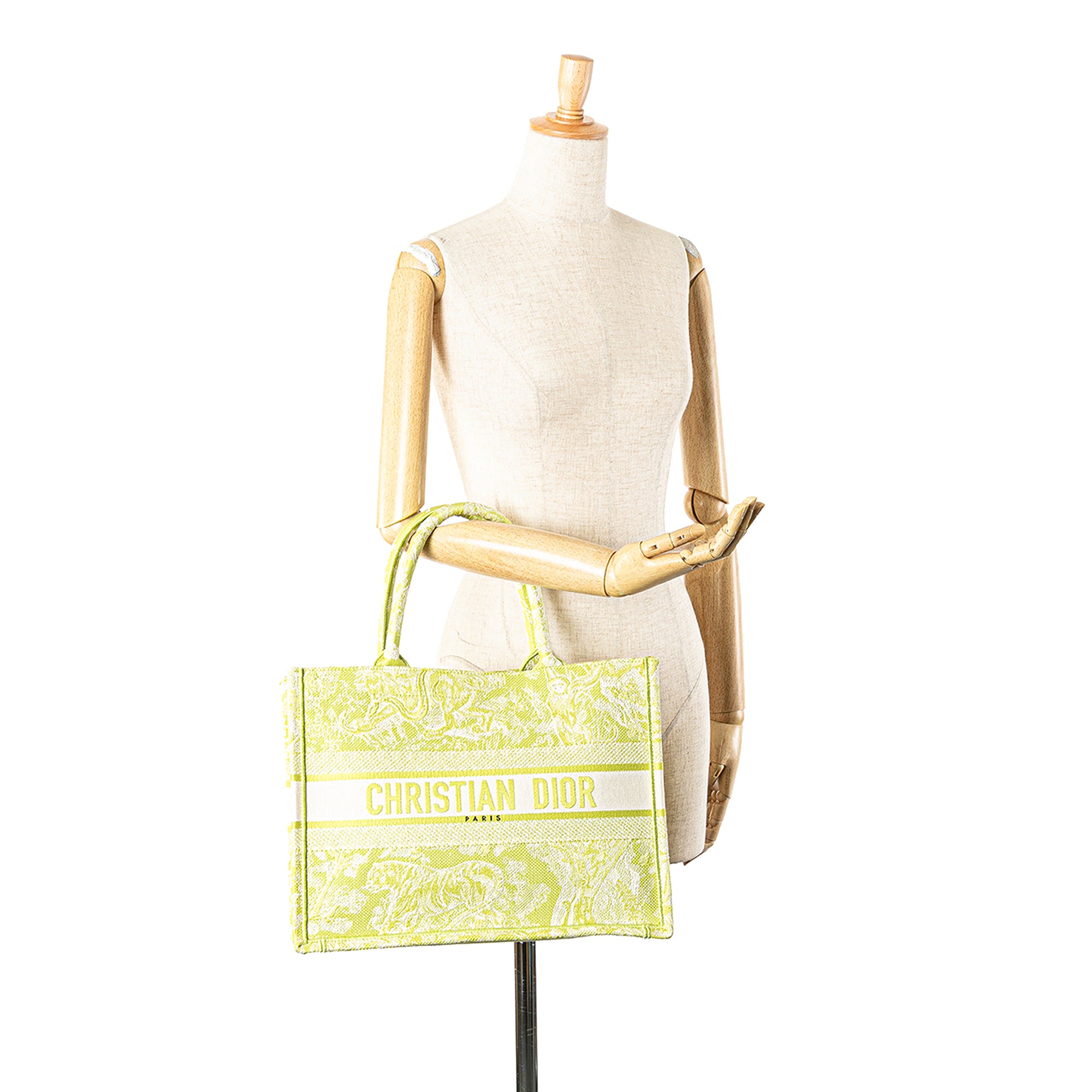 Dior | Pre-Owned Medium Canvas Embroidered Dioriviera Toile De Jouy Book Tote | Green/Light Green