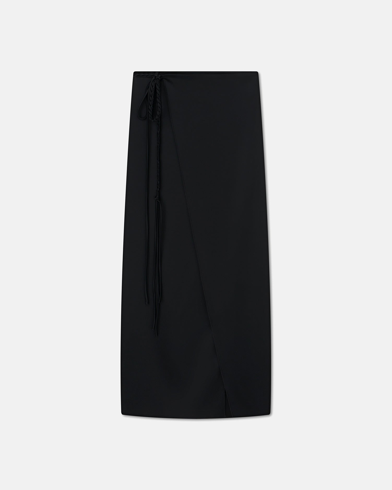 Racha Slip Satin Wrap Skirt | Black