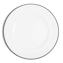 Rimmed Dinner Plate (Set of 2) | Bone China | White | Matte Black | Line Collection