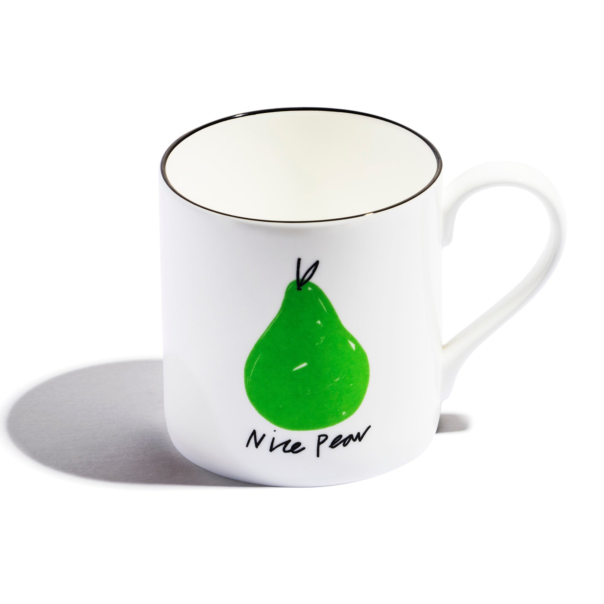 Large Mug (Set of 2) | Bone China | White | Nice Pear | Print Club London