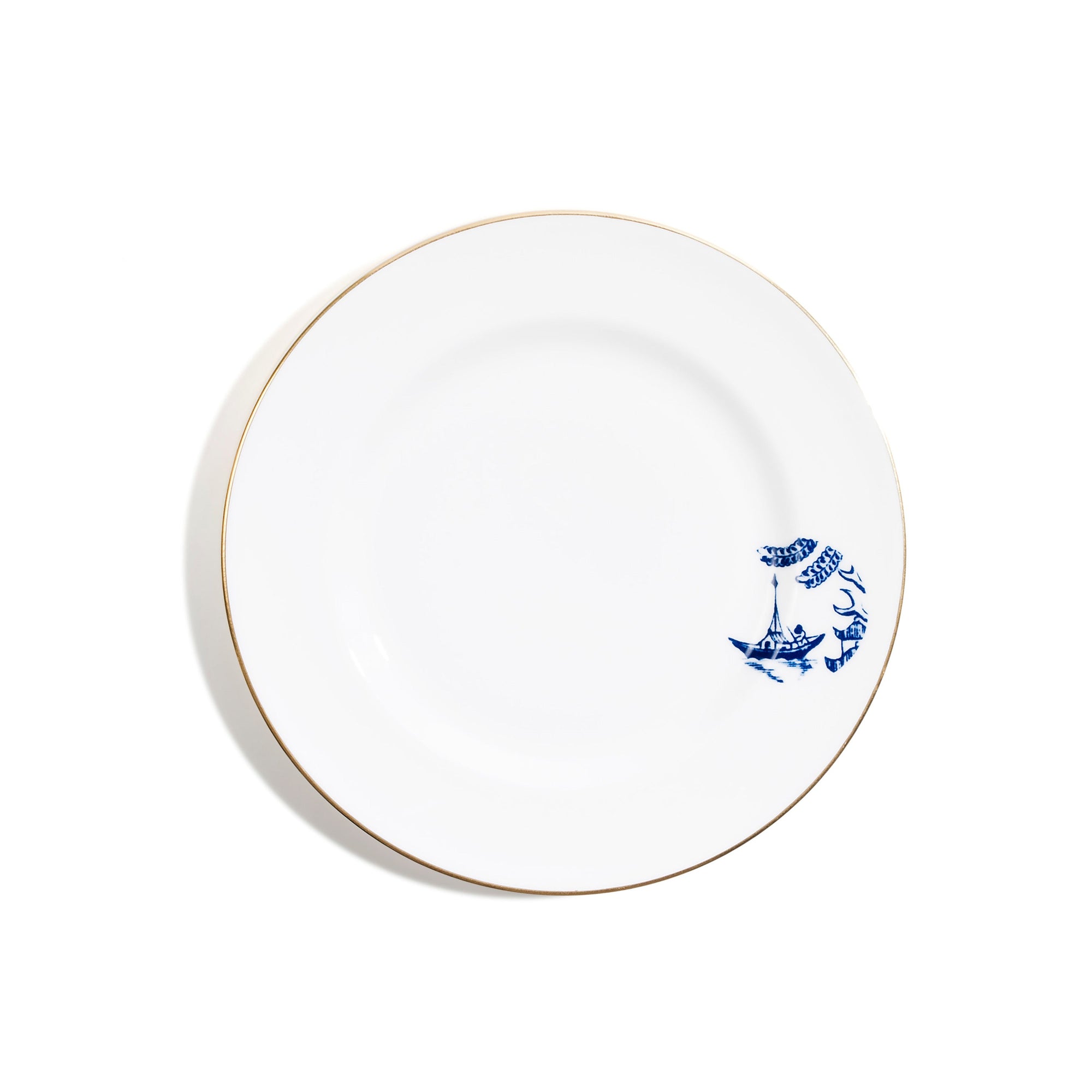 Rimmed Bread & Butter Plate (Set of 2) | Bone China | White | Gold | Details from Willow Gold Collection