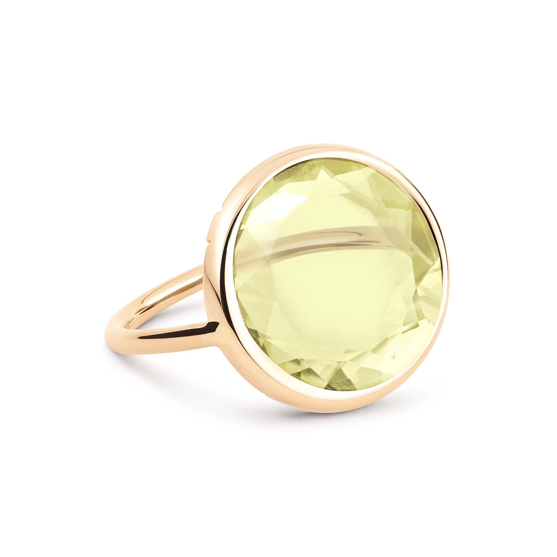 Baby Lemon Quartz Disc Ring | 18K Rose Gold