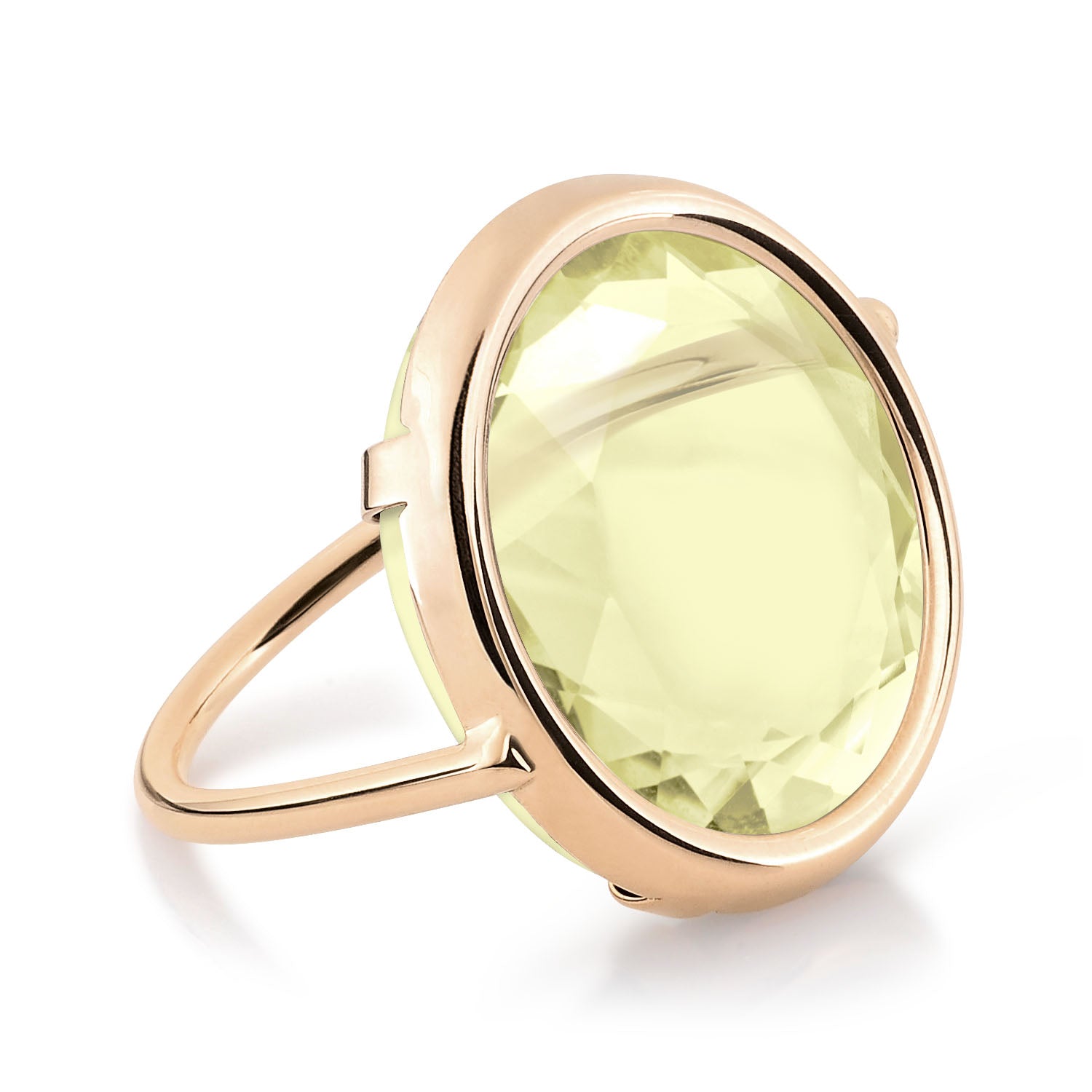 Lemon Quartz Disc Ring | 18K Rose Gold