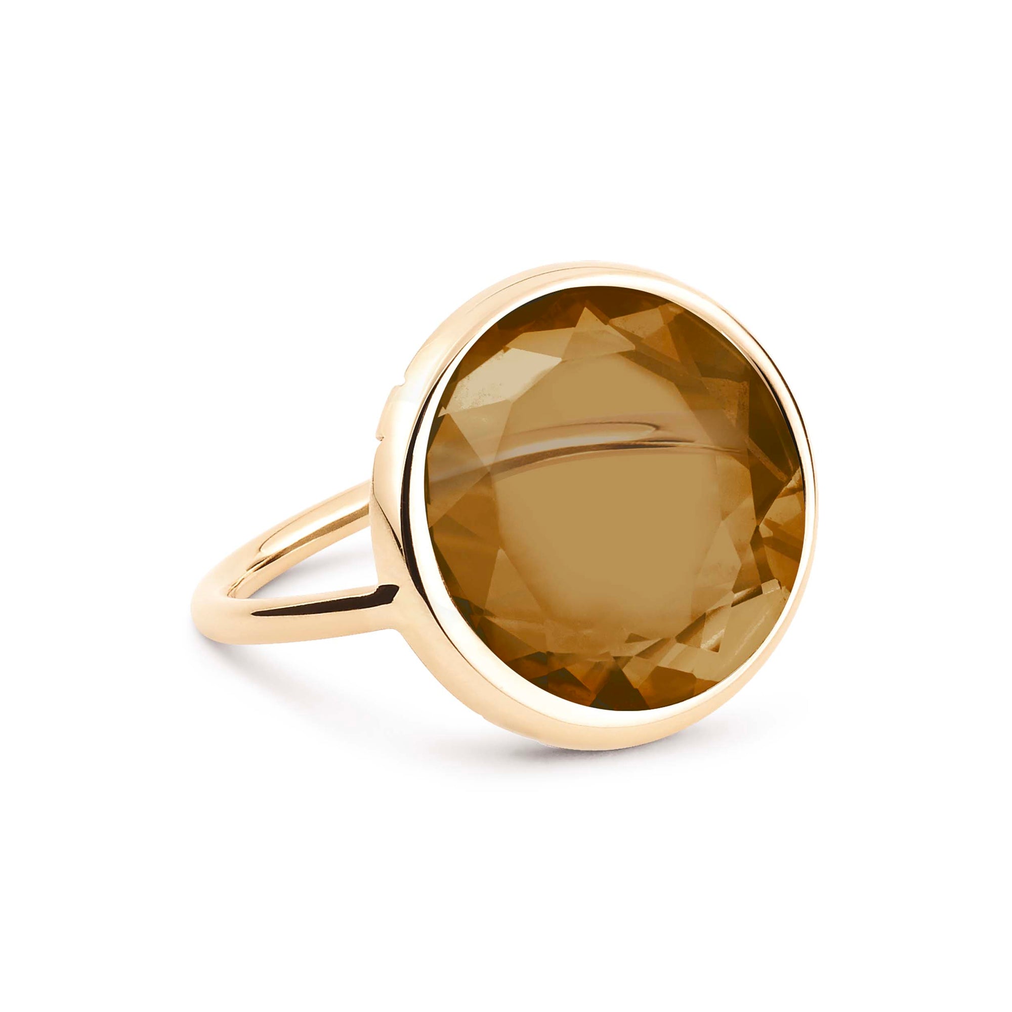 Baby Smoky Quartz Disc Ring | 18K Rose Gold