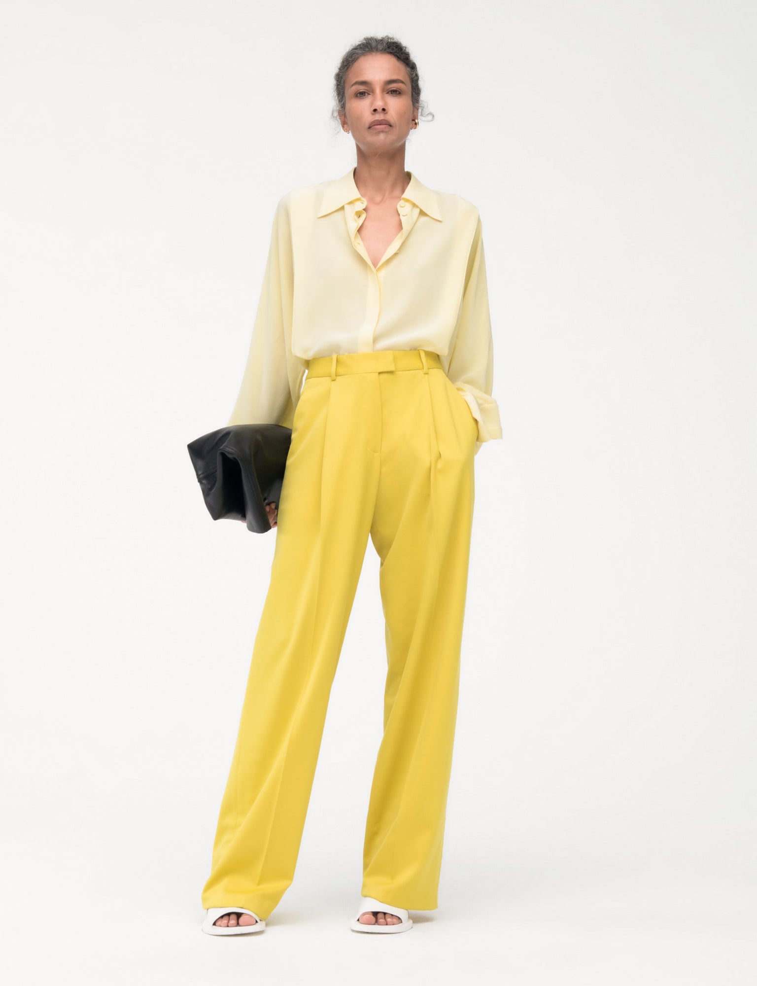 Women | Relaxed Wide Leg Pant | Bright Chartreuse