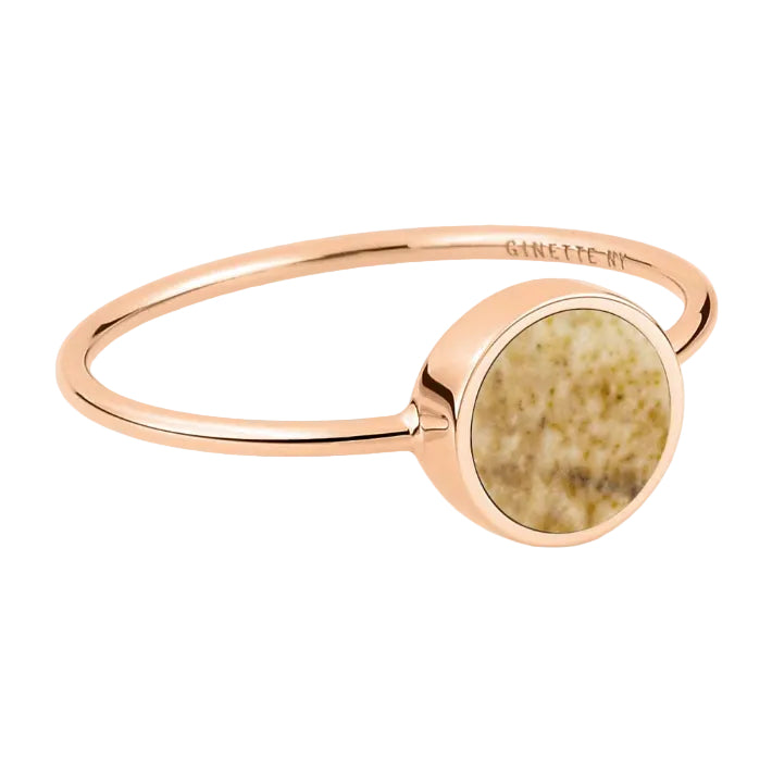 Mini Ever Picture Jasper Disc Ring | 18K Rose Gold