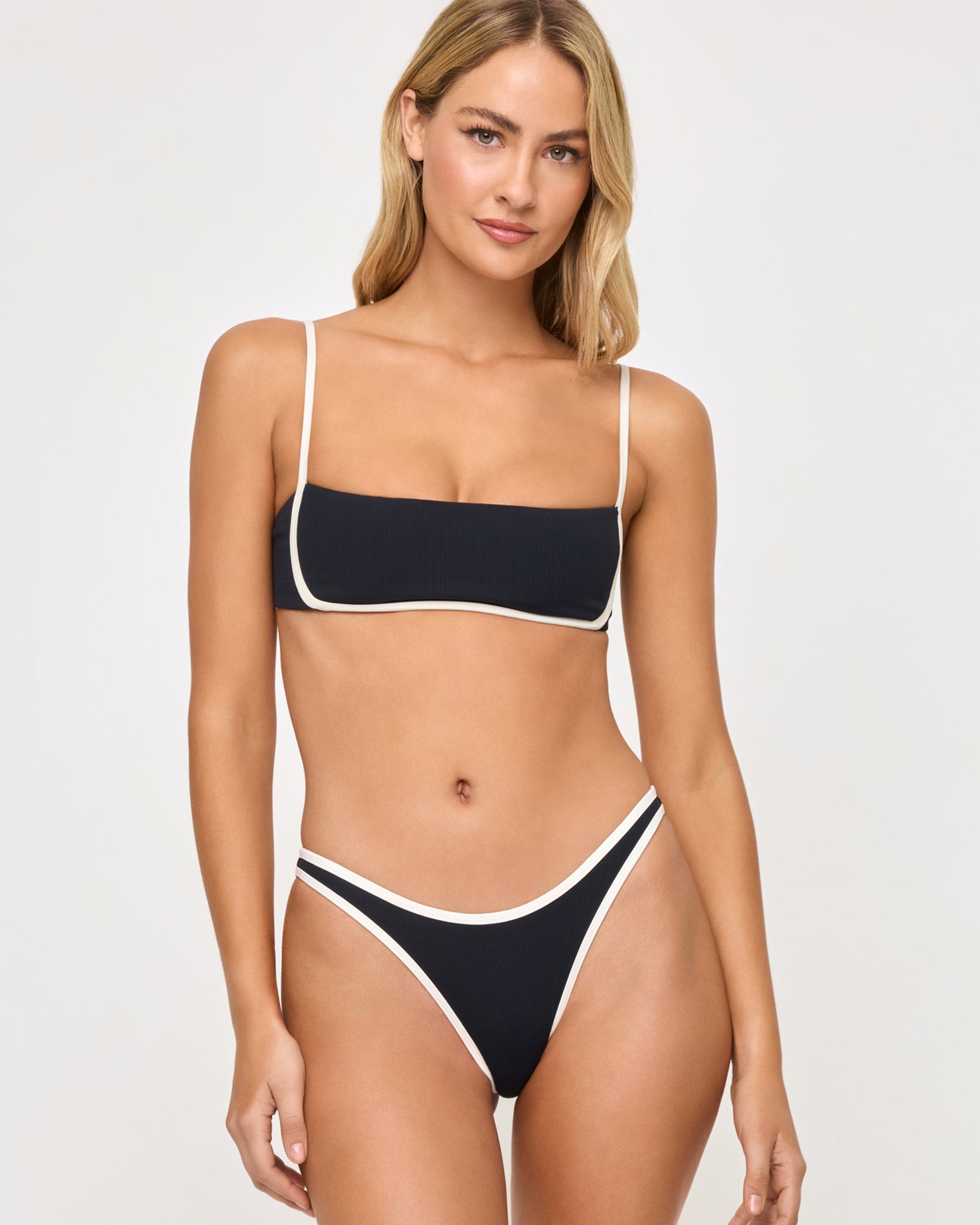 Hazel Bikini Top | Black Cream