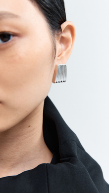 Ribbed Statement Earrings | Silver Plated