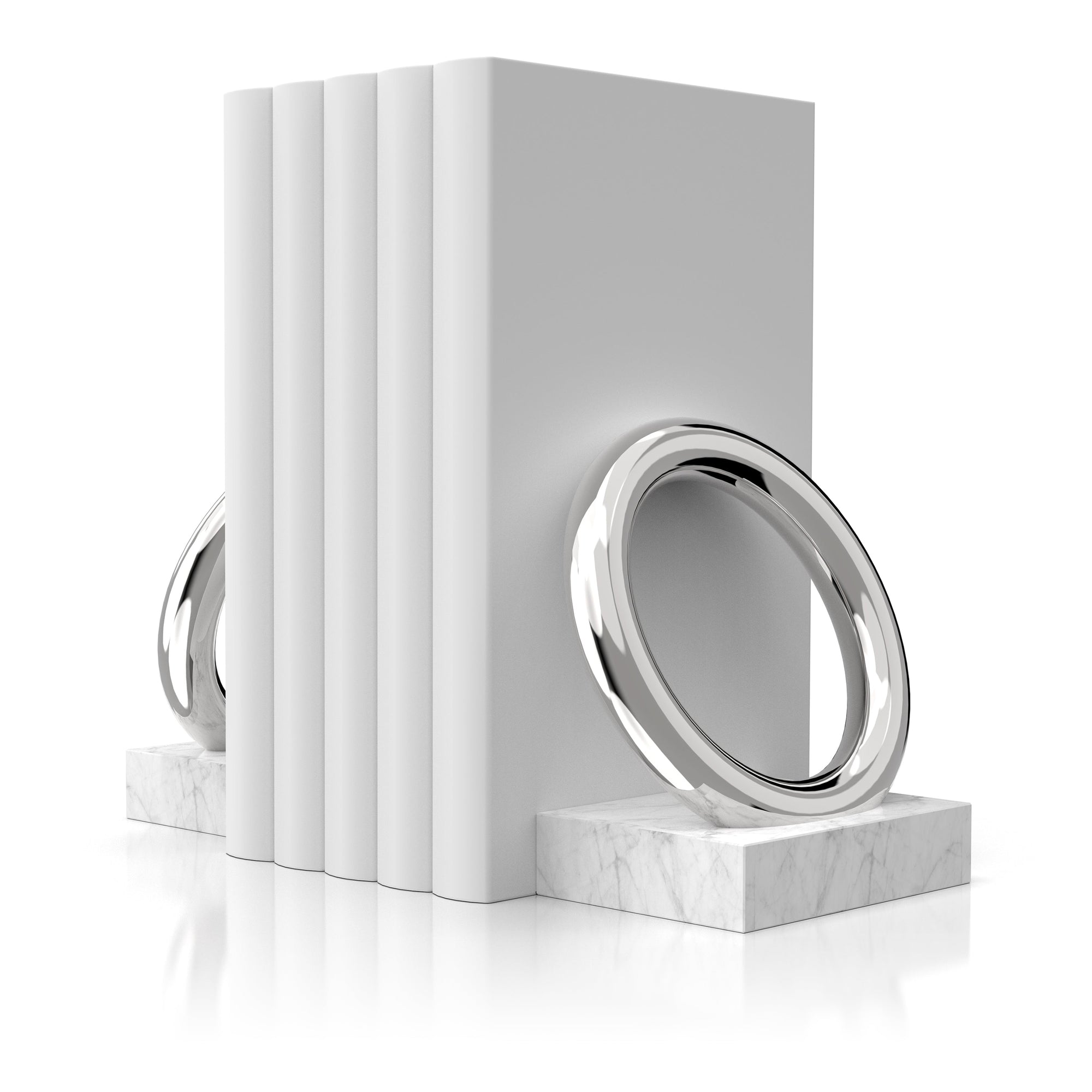 Ring Bookends | Marble & Silver | Set of 2