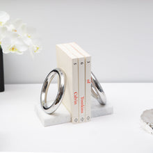 Ring Bookends | Marble & Silver | Set of 2