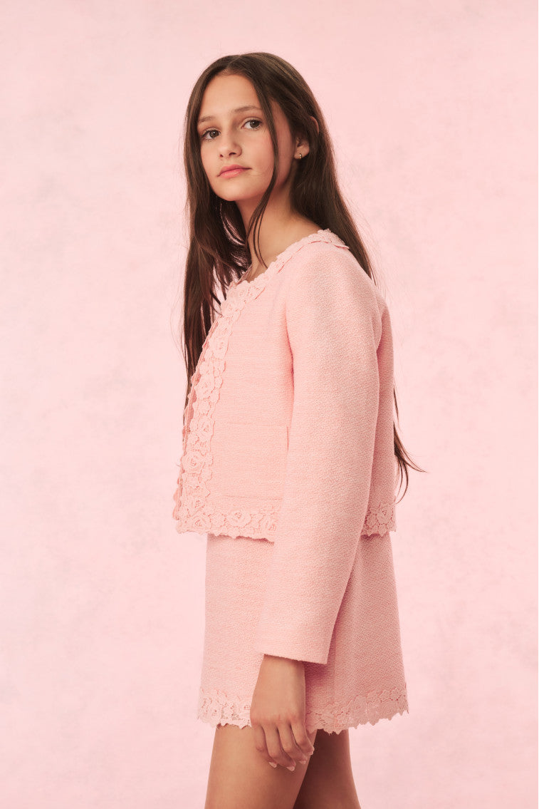 Girls Riviere Tweed Jacket | Strawberry Spritz