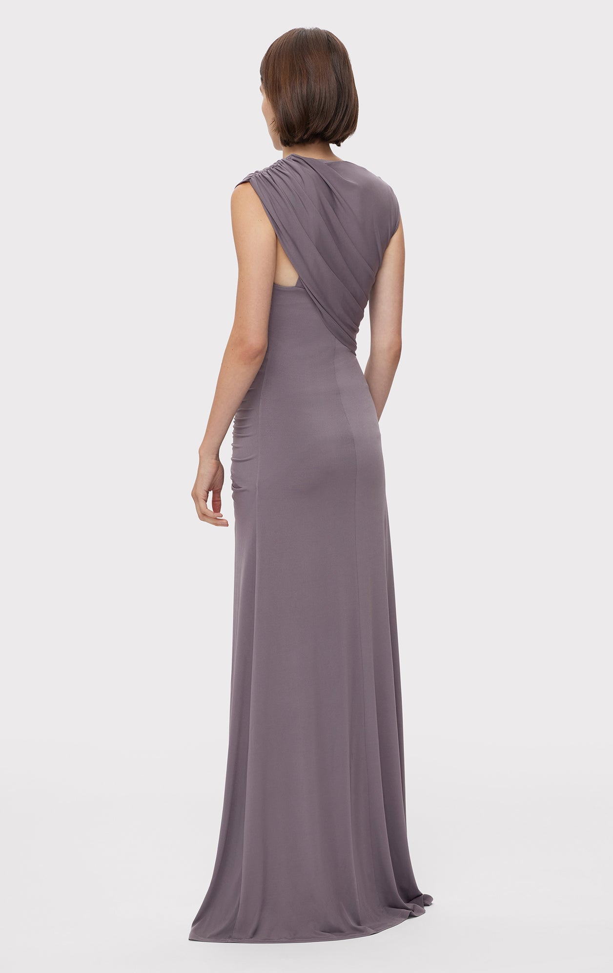 Ruched Matte Jersey Draped Gown | Iron