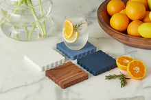 Scalloped Wood Coasters - Square | Maritime Colors | Set of 4