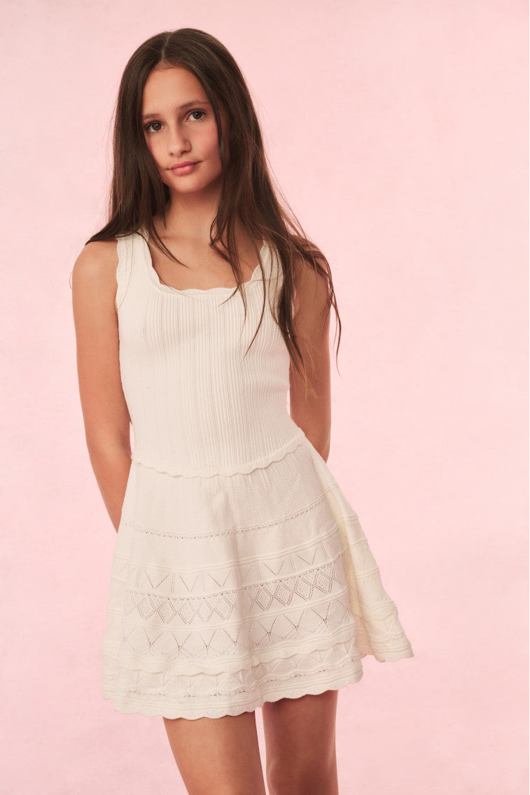Girls Ronellia Knit Mini Dress | Ivory