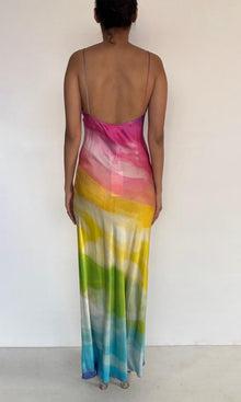 Womens | Aimee Charmeuse Silk Long Dress | Rainbow