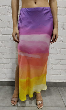 Womens | Aimee Polyester Satin Long Skirt | Multi