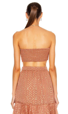 Womens | Aine Viscose Georgette Dobby Bandeau | Brown