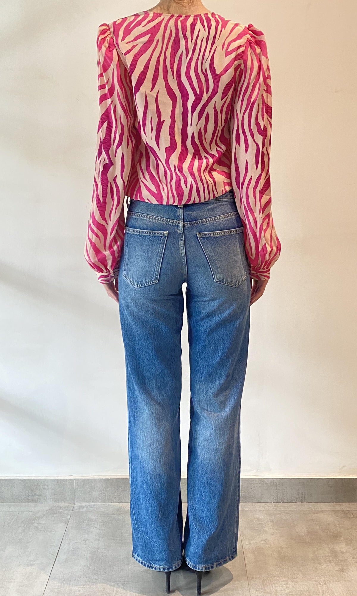 Womens | Aine Polyester Crepe Bodysuit | Pink Multi