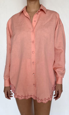 Womens | Bea Linen Cotton Oversized Shirt | Pink